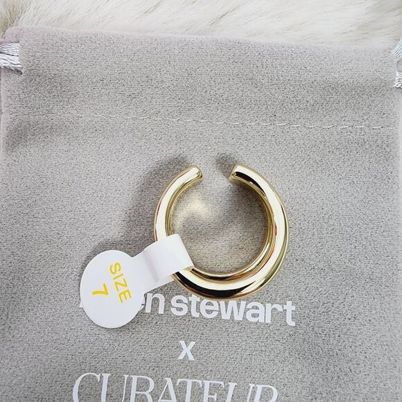 Loren Stewart Deux Open Stacked Double Band Ring - Size 7 - Gold Plated NWT - Picture 5 of 11